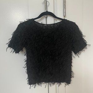 Zara Women's Tulle Mesh Top/ Black/ Size S